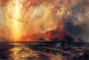 Thomas Moran - Fiercely the Red Sun Descending, Burned His Way across the Heavens