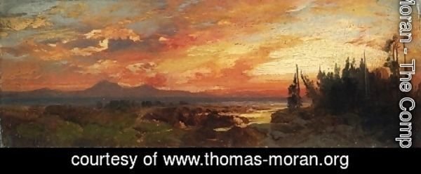 Thomas Moran - Sunset on the Great Salt Lake, Utah