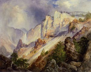 Thomas Moran - A Passing Shower in the Yellowstone Canyon