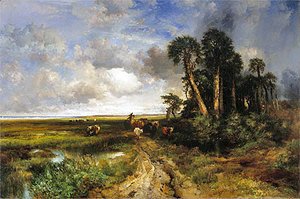 Thomas Moran - Bringing Home the Cattle - Coast of Florida, 1879