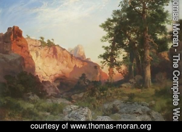 Thomas Moran - Red Rock, Arizona (Coconino Pines and Cliff, Arizona)