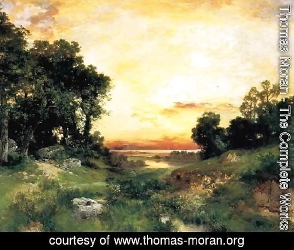 Thomas Moran - Sunset  Long Island Sound