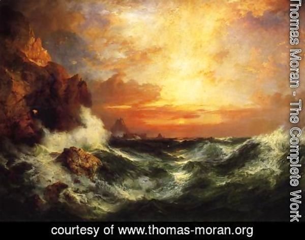 Thomas Moran - Sunset near Land's End, Cornwall, England