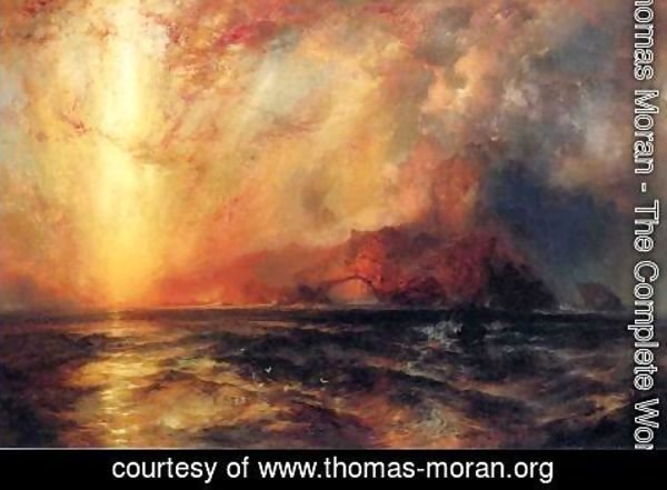 Thomas Moran - Fiercely the Red Sun Descending, Burned His Way across the Heavens