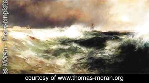Thomas Moran - Stranded Ship on East Hampton Beach