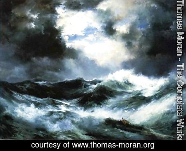 Thomas Moran - Moonlit Shipwreck at Sea