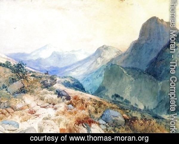 Thomas Moran - A Deer in a Mountain Landscape
