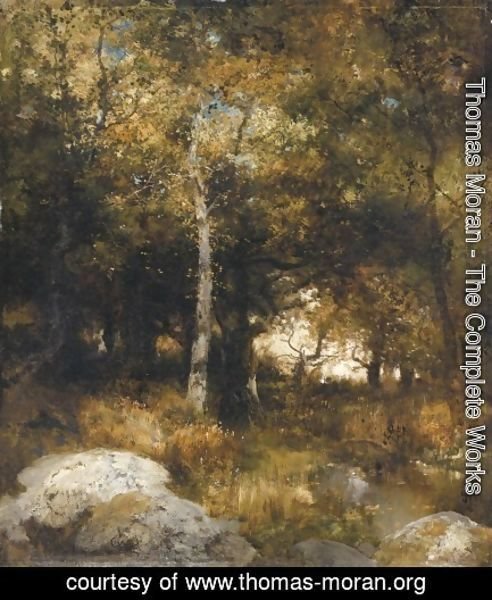 Autumn Wood by Thomas Moran | Oil Painting | thomas-moran.org