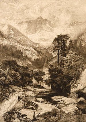 Thomas Moran - Mountain of the Holy Cross, Colorado, 1888 etch