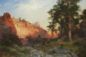 Thomas Moran - Red Rock, Arizona (Coconino Pines and Cliff, Arizona)