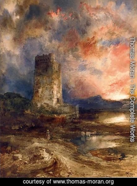 Thomas Moran - Sunset On The Moor